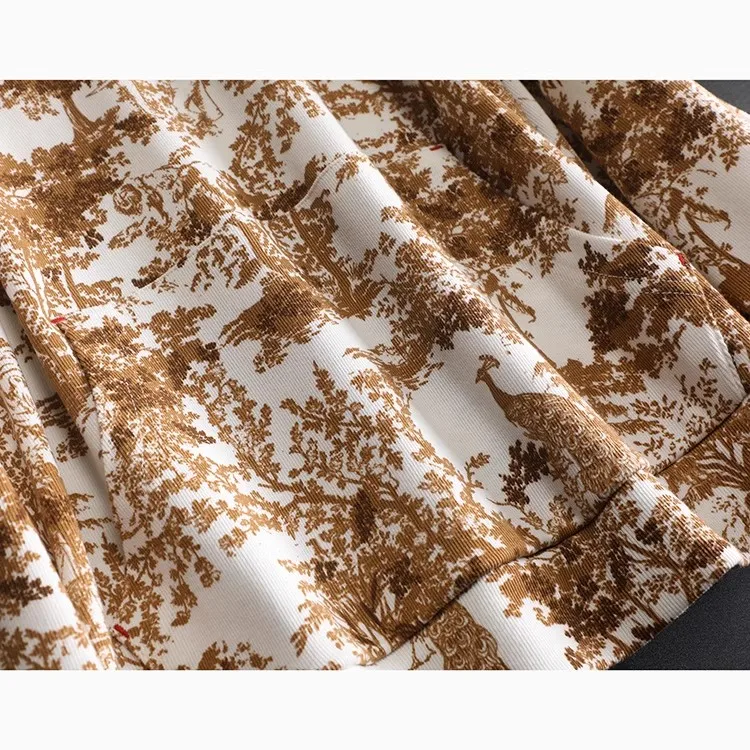 Cotton Thick Elastic Yellow Animal Forest Printed Sweatshirt Long Sleeve Casual Sweatshirt Women's Spring Loose Large Size