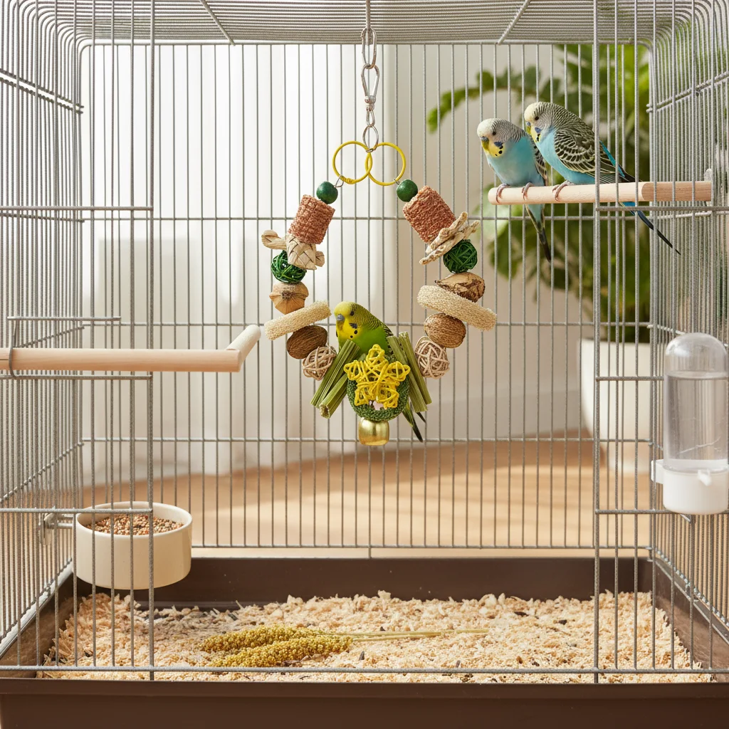 

Natural Hanging Bird Swing Christmas-Themed Pet Supplies with Bells Parrot Toys Birdcage Accessories for Avian Entertainment