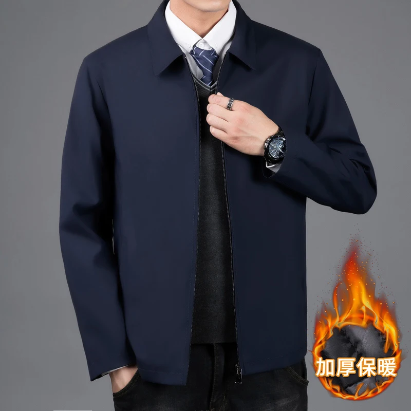 New Cotton Padded Blazer Business Jacket Men Casual Coats Simple Middle-Aged Elderly Dad Clothes Office Outerwear Men's Jackets