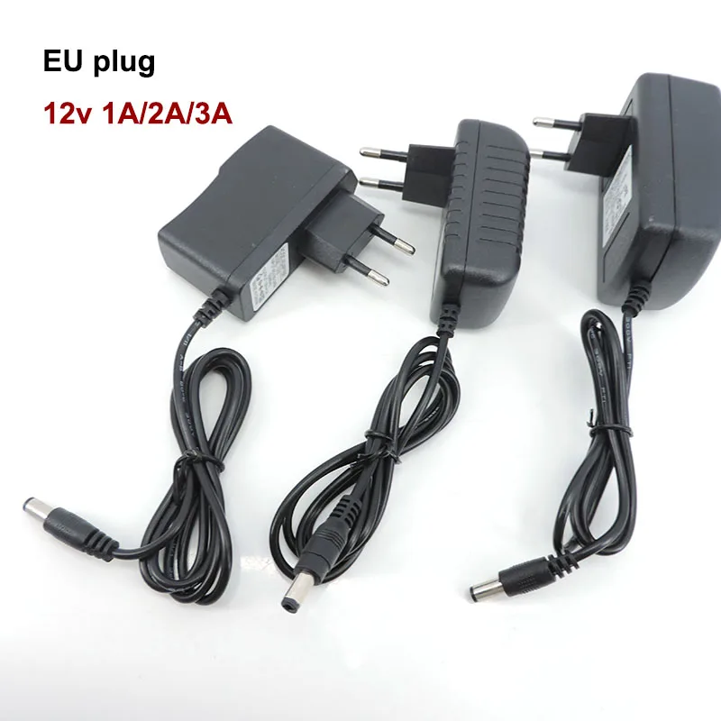 EU Plug DC Adapter 12V 1A 2A 3A AC 110v 220V to Transformer 1000ma 2000ma 3000ma Power Supply travel Charger European 5.5x2.5 t