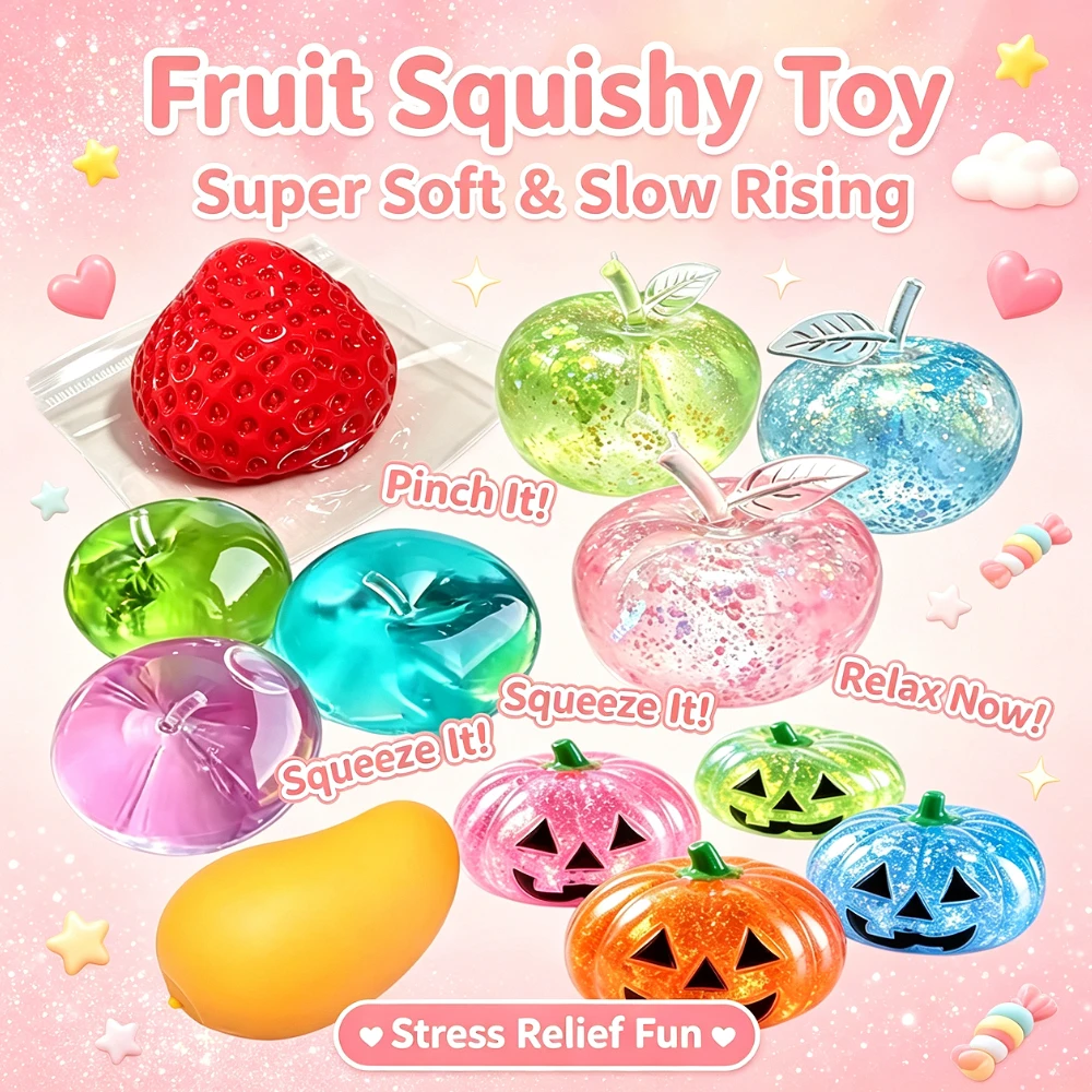 Green Apple Pink Clear Maltose Sensory Toy Anti-Stress Fun Simulated Fruit Slow Rebound Fidget Party Decoration