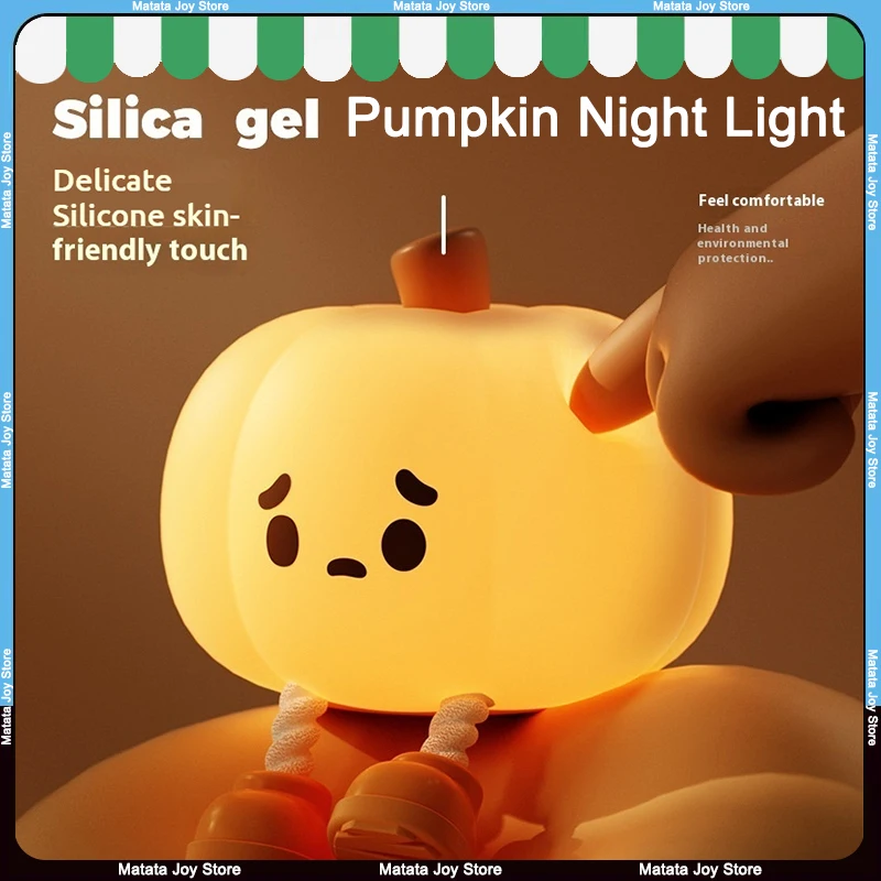 

Home Decoration Pumpkin Nightlight Silicone Cartoon Cute Atmosphere Light Panda Reindeer Rabbit Children Sleep Lamp USB Charging