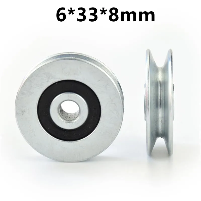 10pcs/50pcs V Groove Guide Wheel 6*33*8mm Iron Shell Steel Wire Hanging Roller Bearing Pulley 6x33x8 mm