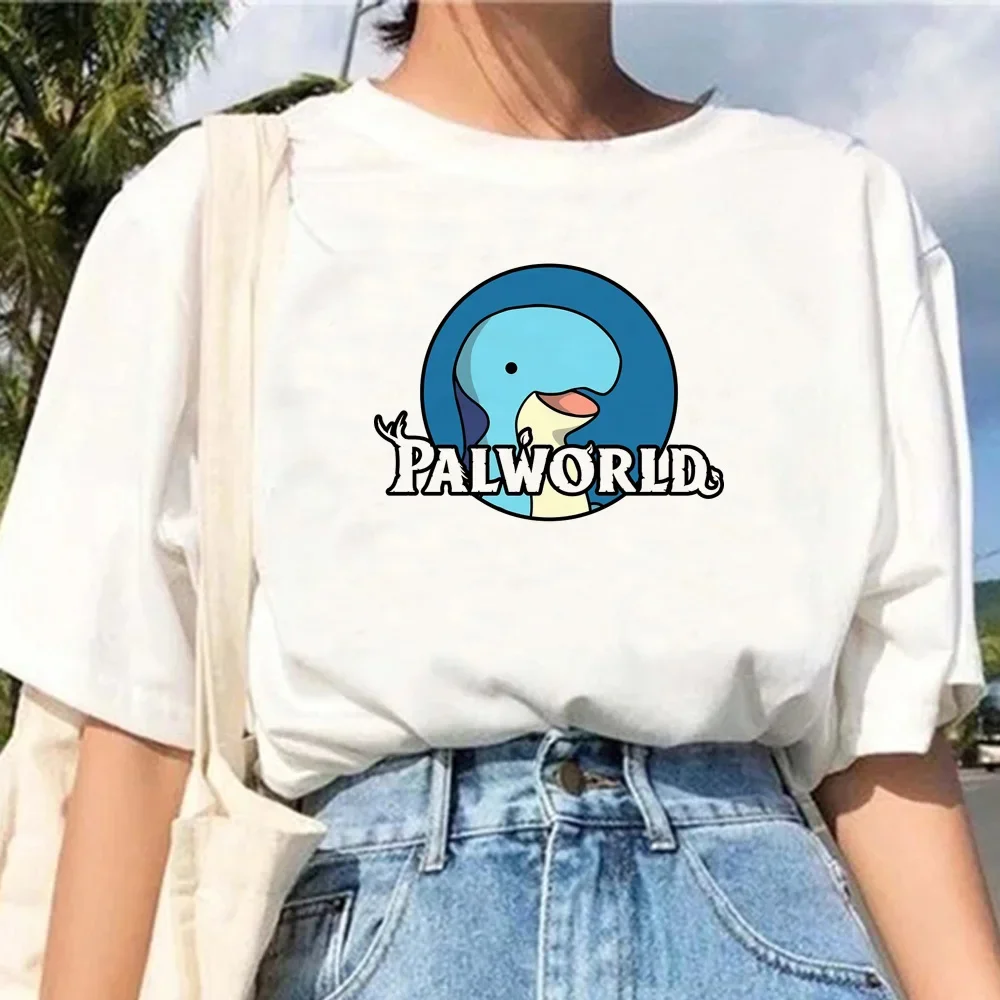 Maglietta Palworld Cartoon Animal Harajuku Print Shirt Kawaii Cartoon Graphic Tees estetica top Monster Survival Game Tee