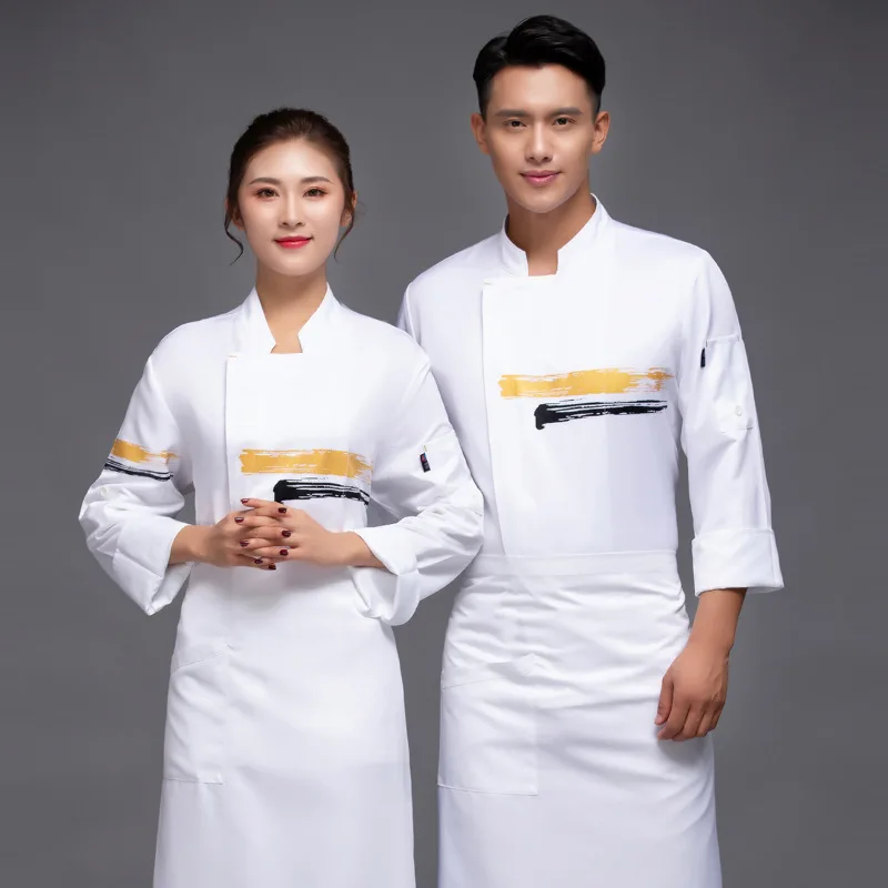 Vêtements de travail de cuisine pour femmes et hommes, uniforme de chef, chemise blanche, veste de chef à double boutonnage, manteau de chef de sushi, restaurant, C065