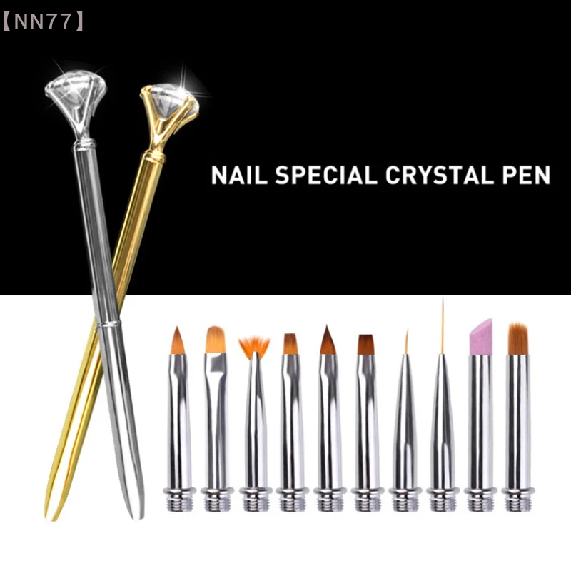 مجموعة واحدة من أقلام استبدال المانيكير، اضغط بسيط لاستبدال 10 رؤوس فرشاة، قلم رسم للعلاج بالضوء، أداة فرشاة الأظافر
