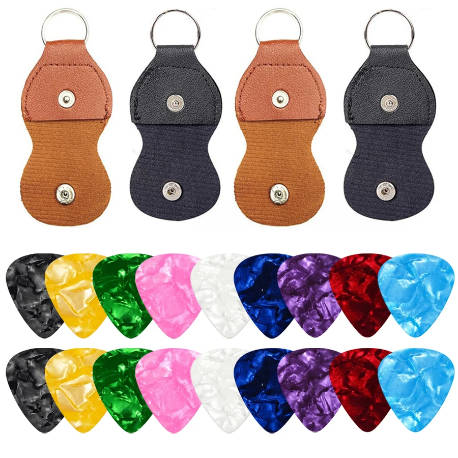 13PCS Kit Portable Black Brown Guitar Pick Case with Random Color Celluloid Pick Bright Plectrum Guitar Bass Ukulele Playing ZYF