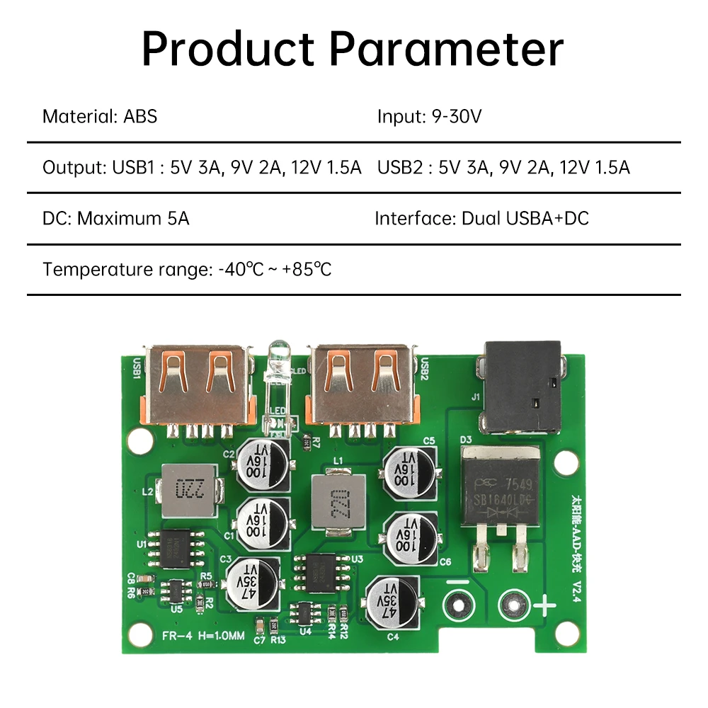 DC 9-30V Dual USB +DC Solar Panel Stabilizer QC Fast Charge Solar Controller Regulator For Mobile Phone Laptop Camera Drones