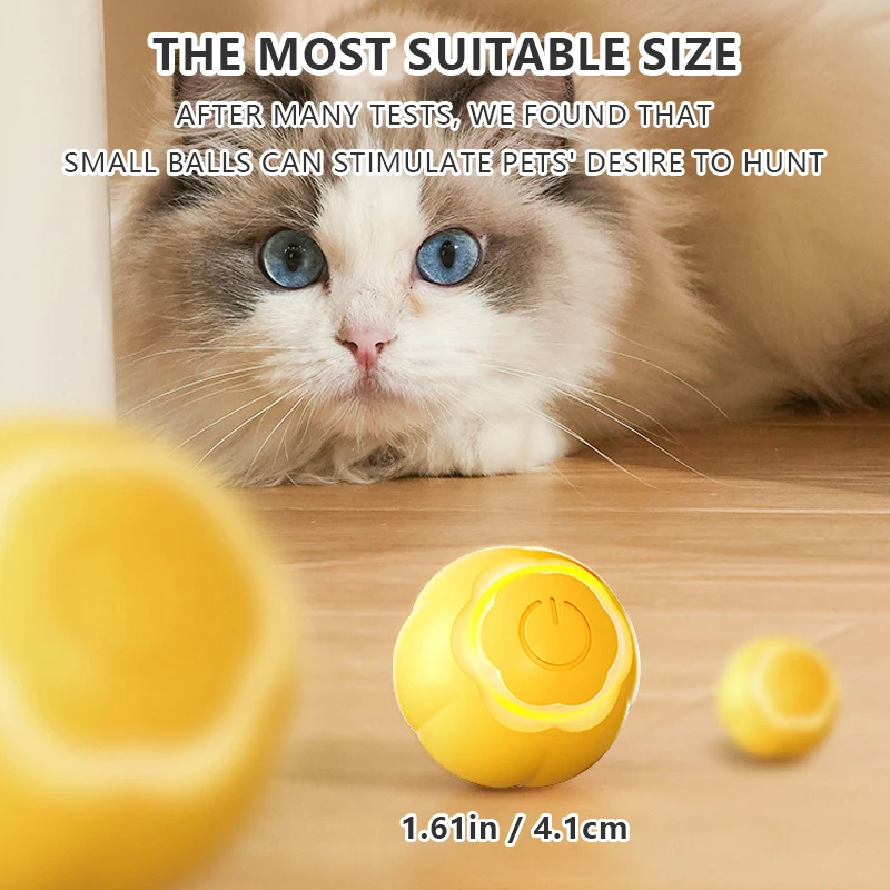 Smart Cat Toys Self-Rolling Ball Rechargeable Electic Interactive Toys for Cats Training Self-moving Funny Cat Toys Interactive