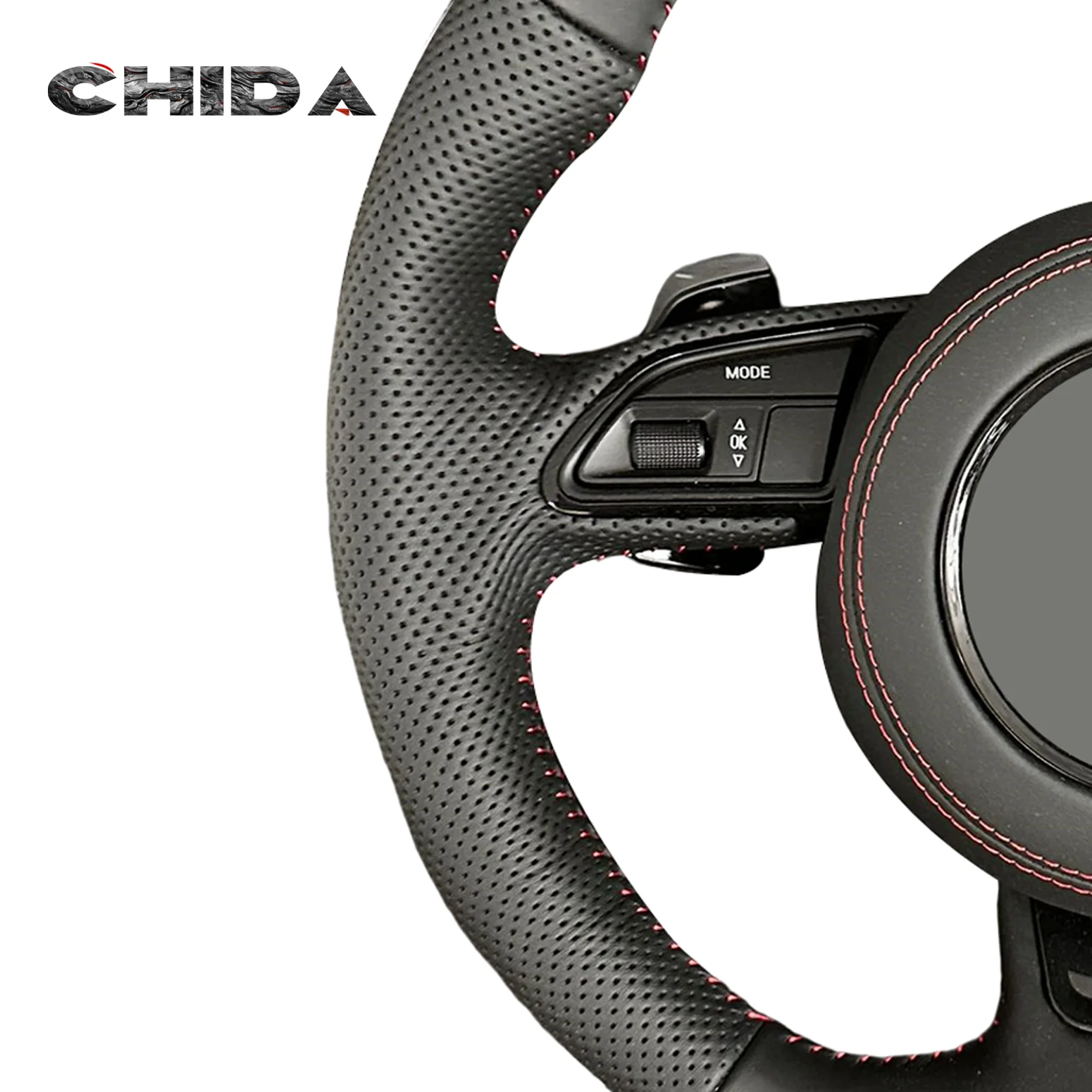 عجلة قيادة جلدية كاملة مخيطة يدويًا لـ A6 A6L A4 A4L Q5 A3 Q3 Q7 B7 A8 R8 TT RS3 RS4 RS5 S3 S4 S5