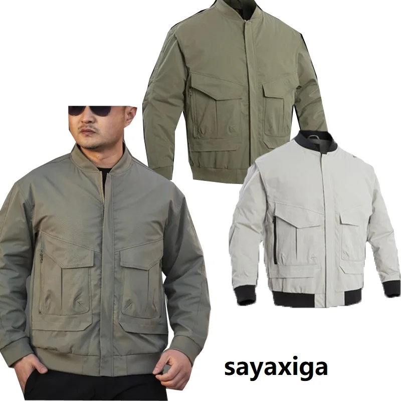 

Pilot flight Jacket stand collar pilot jacket zipper coat multi pockets tactical mens jackets windproof windbreaker Quick Dry