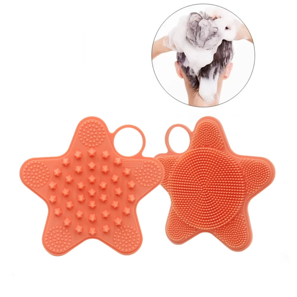 

Silicone Shampoo Scalp Hair Massager Body Cleansing Scrubber Brush Bath Washing Massage Pentagram Shampoo Shower Clean Tool