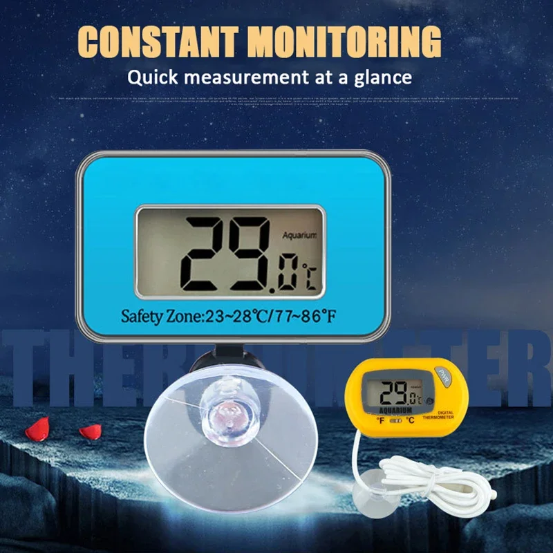 

Fish Tank Aquarium Thermometer Electronic LCD Digital Display Measure The Built-in Diving Thermometer Aquarium Test Kit Acuario