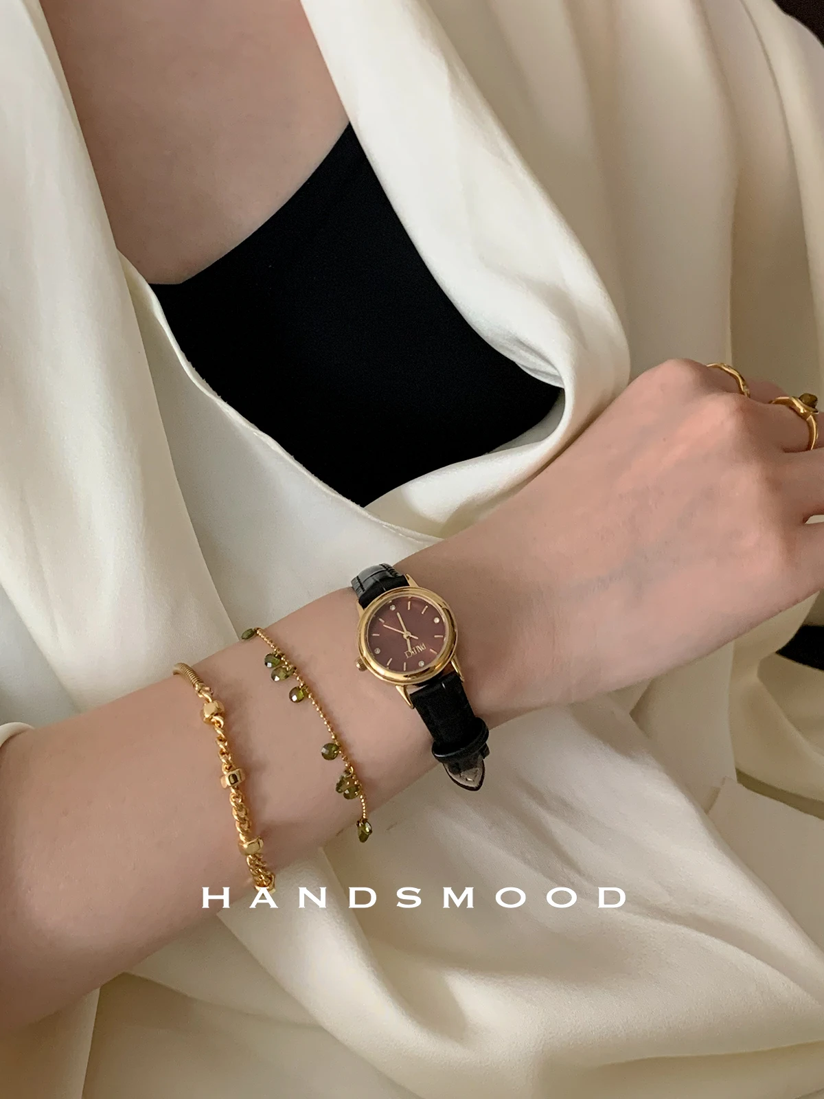 طراز فرنسي قديم، ذهبي أحمر، قرص دائري، ساعة نسائية عصرية ورائعة وأنيقة، ساعة يد فاخرة عالية الجودة. #3