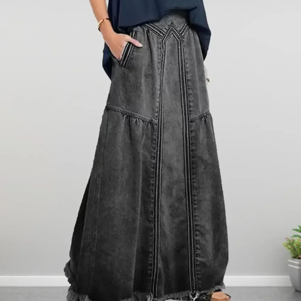 

Cotton Long Skirt Spring Denim Jeans Women Autumn Winter Stretch Vintage Loose Maxi Club E girl Streetwear Skirts Maxi