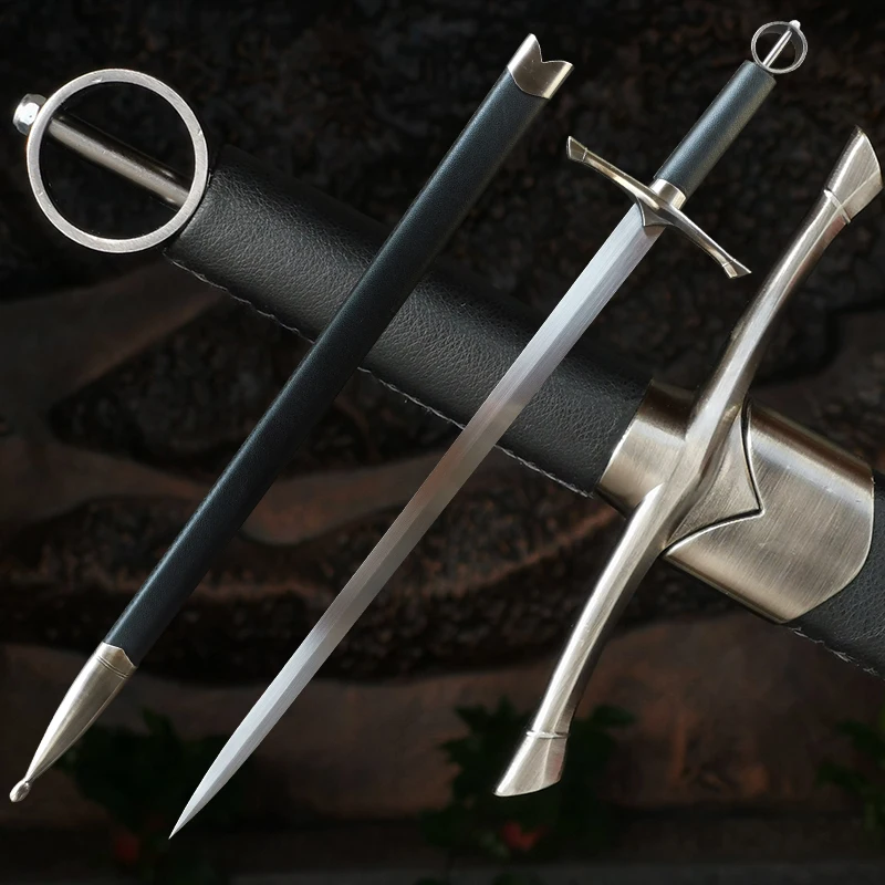 Stainless Steel Blade Crusader (Cross) Medieval Knight Arming Sword w/ Scabbard-Deocoration Version-41inch