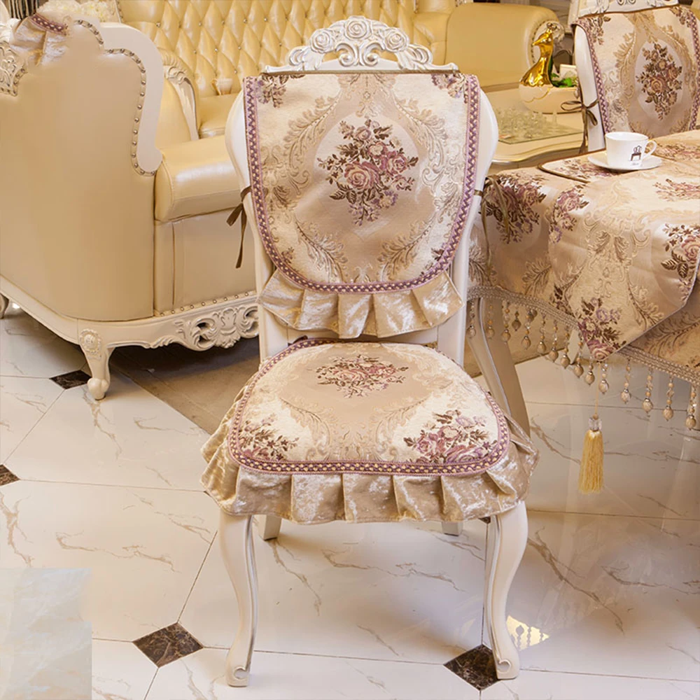 

Dining Chair Cover Four Seasons Universal Chair Cushion European Luxury Jacquard Chair Seat Cover Removable Washable Chair Cover