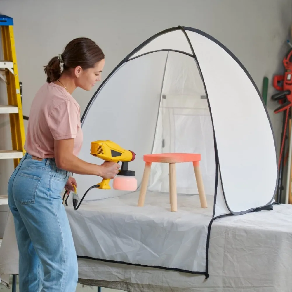Portable Paint Booth Tent with Built-in Floor and Mesh Screen - Large Paint Station, Ground Stakes, Easy to Install
