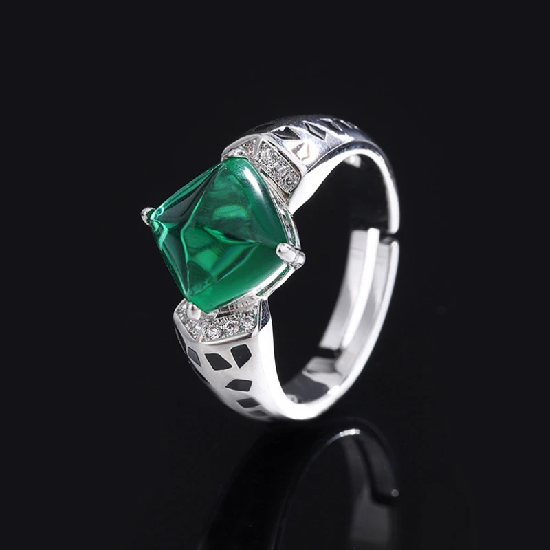 

Pagoda Shape Green High Carbon Diamond Adjustable Engagement Rings for Women Goddesses Elegance Wedding Party Accessory