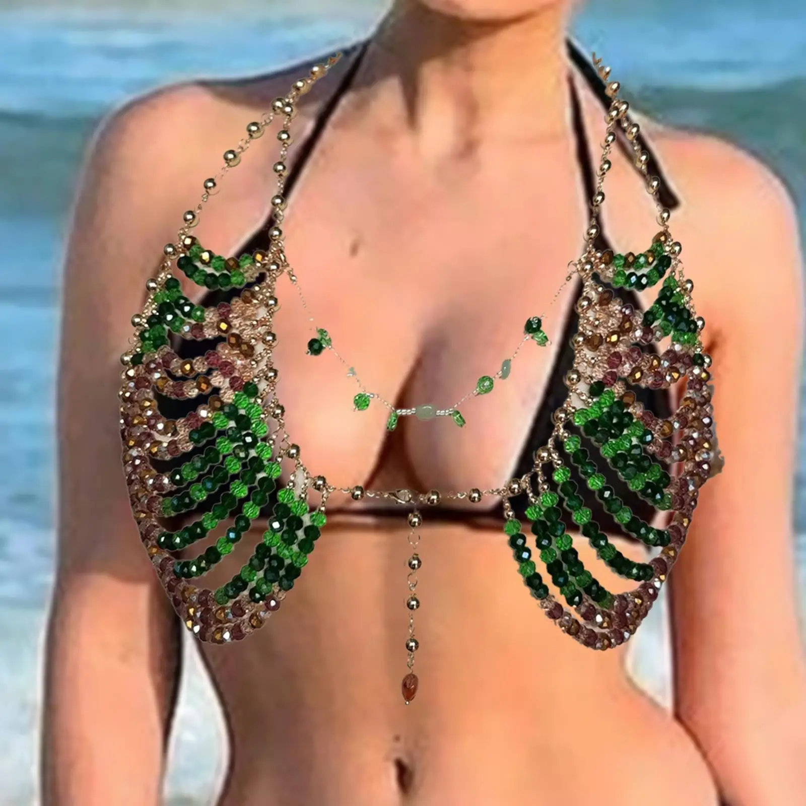 

Body Chain Jewelry Chic Chest Necklace for Carnivals Themed Party Masquerade