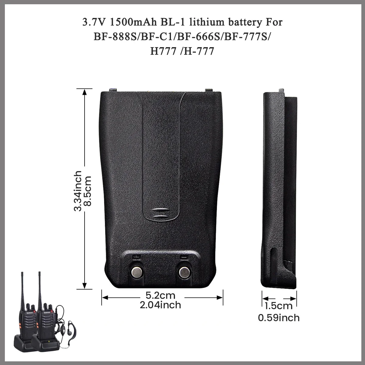 4 Pcs For Baofeng 888S BF-666S BF-777S BF-C1 RT21 Walkie Talkie Rechargeable Lithium Battery 3.7V 1500mAh BL-1 Battery