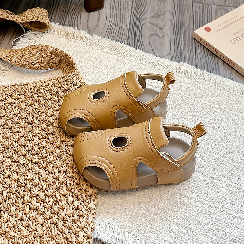 Kids Casual Shoes Korean Style Versatile Boys Girls Beach Shoes Soild Color Soft Sole 2026 Summer New Children Sandals Non-slip