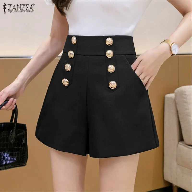

2026 ZANZEA Summer High Waist Solid Color Shorts Fashion Women Shorts Female Elegant OL Work Pantalon Casual Office Pants Street