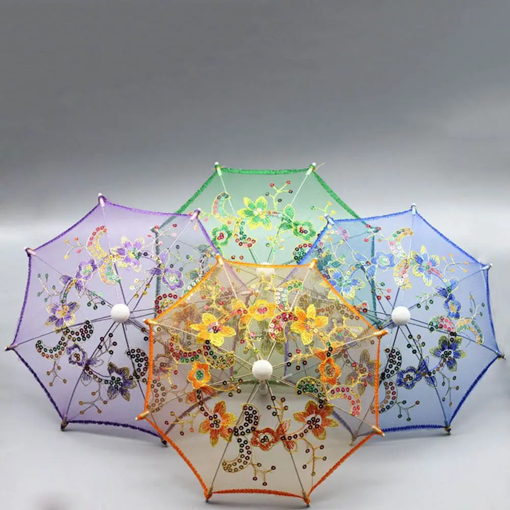 New Lace Umbrella Doll Accessories Baby Kids Mini Embroidered Umbrellas For Handmade Doll Plastic Doll Girls Toy Gifts