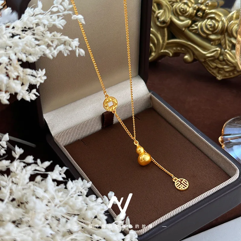 9999 Gold Luxury Retro Limited Edition High-Class Ice Cube Pendant with Flowing Tassels and Collar Chain