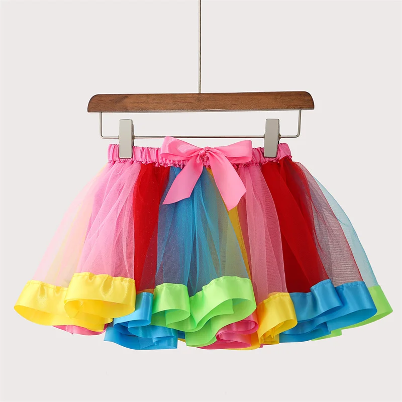 Mini Pettiskirt Party Dance 2024 Tutu Skirt Baby Girl Skirts Princess Rainbow Tulle Skirts Girls Clothes Children Clothing