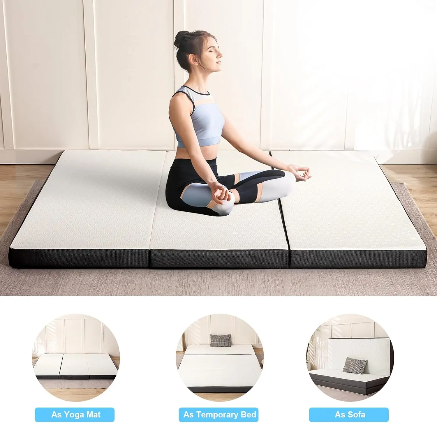 

Muuegm Tri-Fold Memory Foam Mattress, 4 Inch Single Folding Mattress, Foldable Mattress With Collapsible And Washable Cover