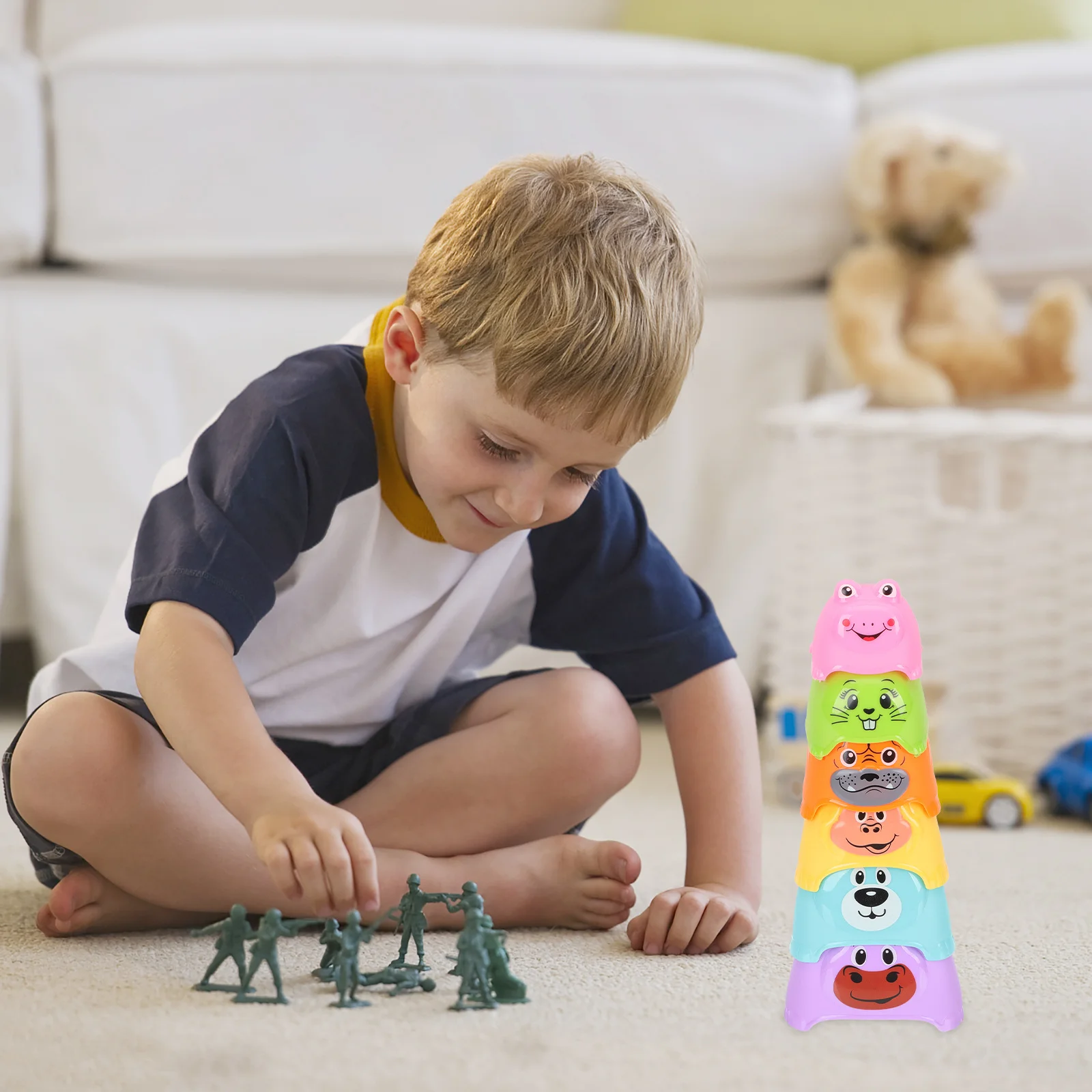 1Set Animal Nesting Stacking Cups Baby Bath Play Cups for Toddler Sensory Motor Skills Early Learning Toddler Sensory Toys