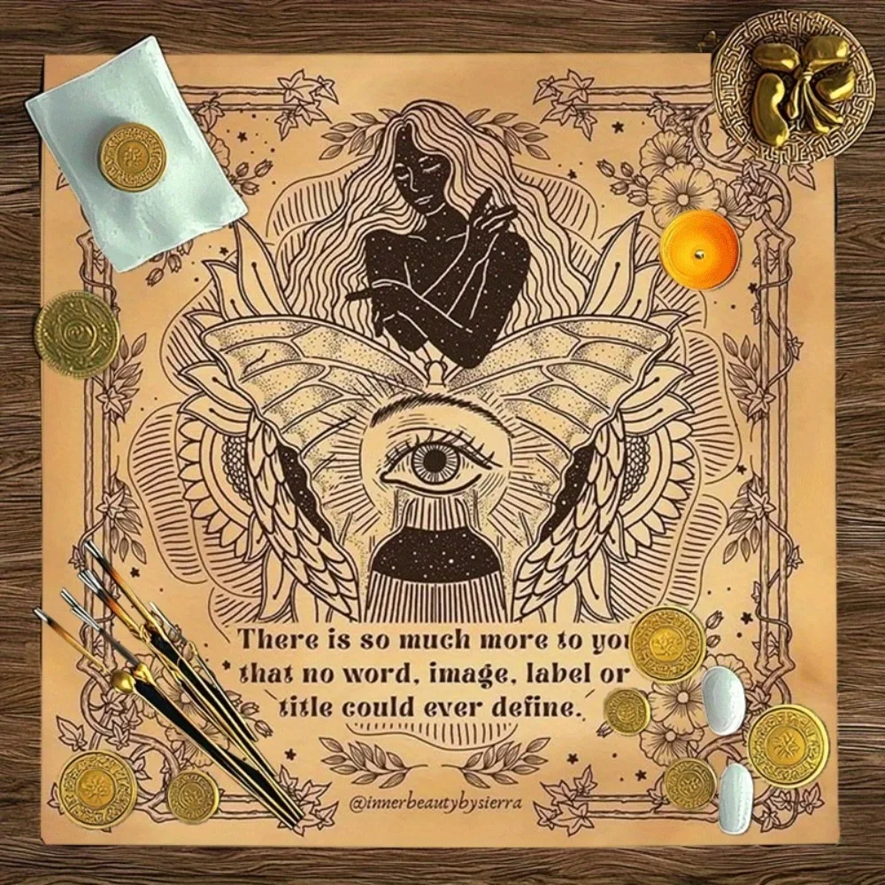 Paño de Altar para Tarot, Varios Tamaños, Diseño Místico con Ojo Alado Impreso, Poliéster, para Adivinación, Lectura de Tarot, Decoración para Fiestas y Eventos Mágicos