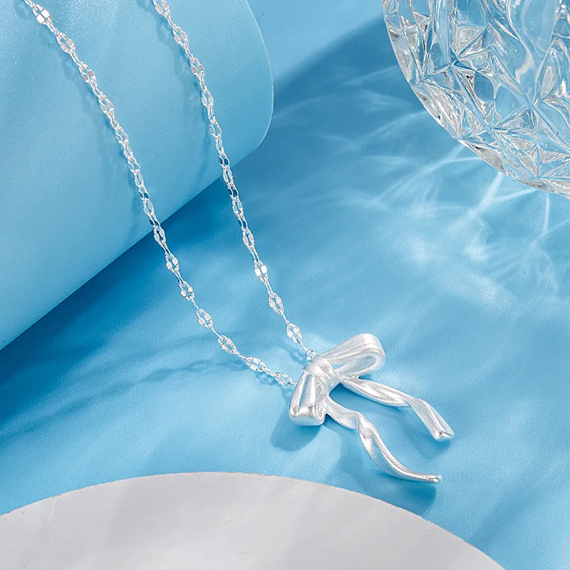 Women's 925 Silver Bow Choker Necklace, Elegant Gift