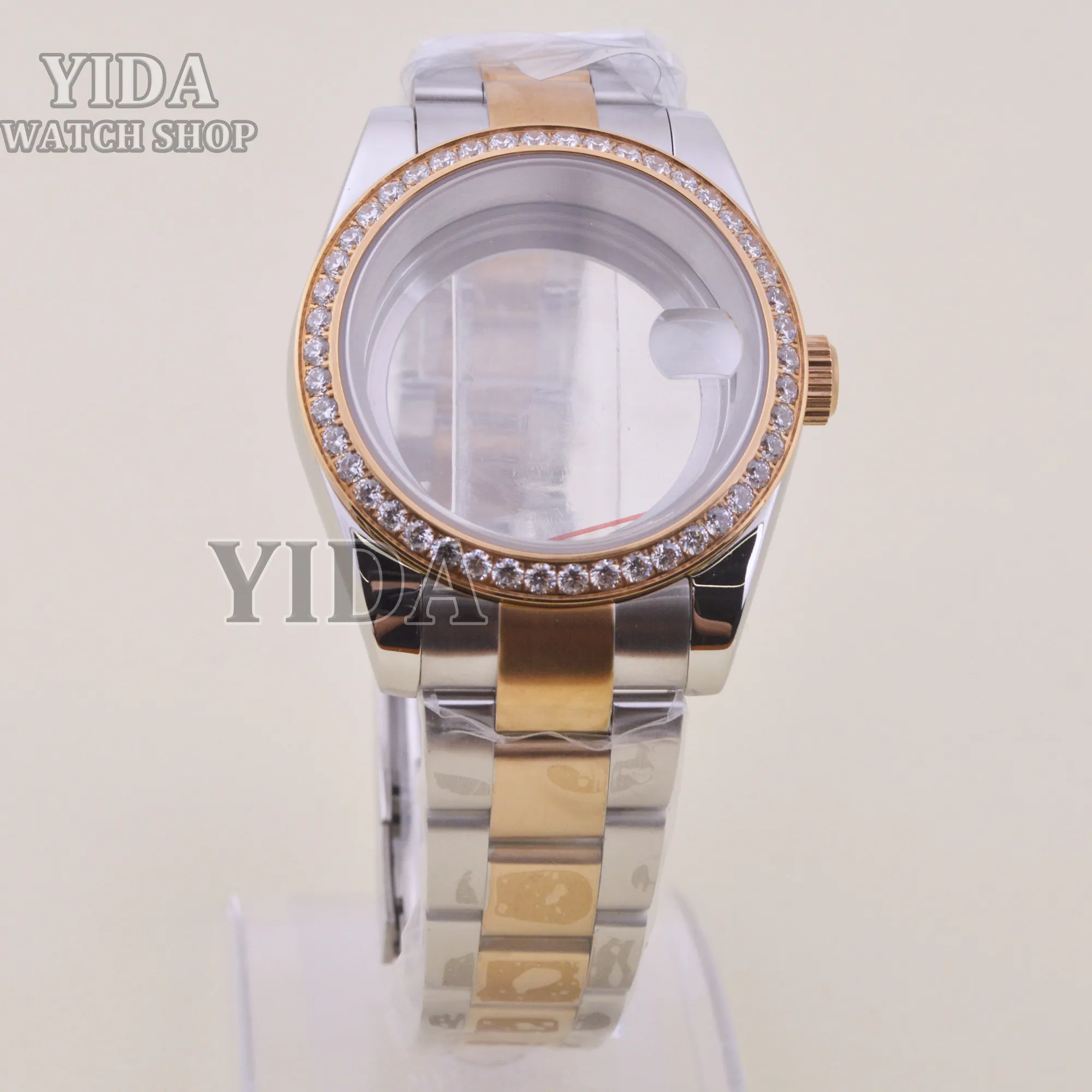 NH35 다이아몬드 시계 케이스 스테인레스 스틸 스트랩 사파이어 크리스탈 39mm 케이스 Datejust NH35 NH36 무브먼트 10ATM 방수 부품