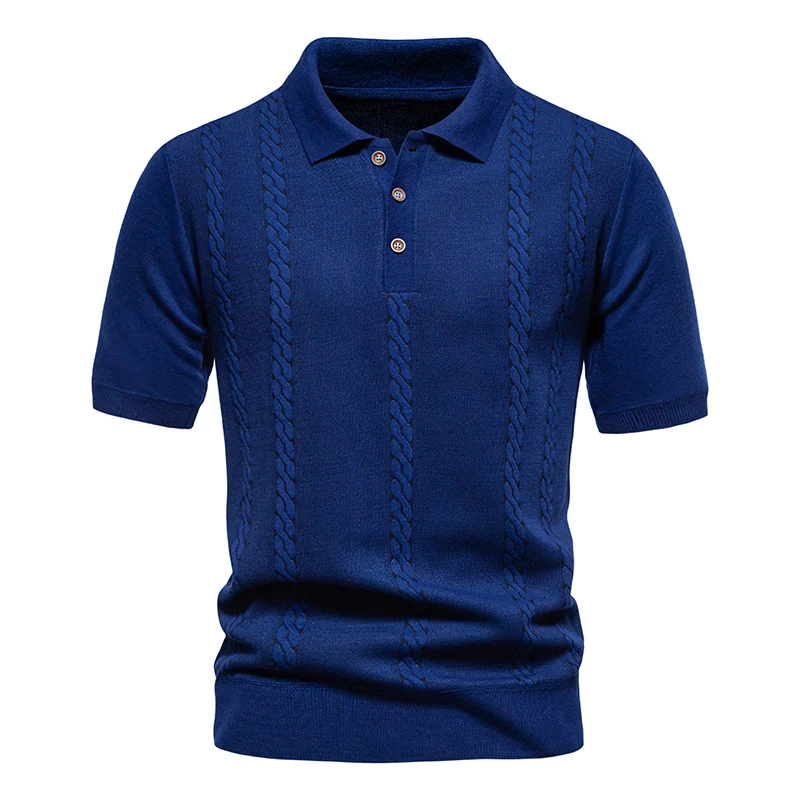 Herren Kurzarm Polos hirt Strick Retro Revers T-Shirt Mode lässig Business Polo Top Kleidung einfarbig Herren Trikot