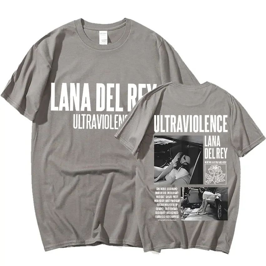 Singer Lana Del Rey 2023 Double Sided Graphic T Shirts Men Women Hip Hop Retro T-shirt Summer Cotton Oversized Tshirt Streetwear