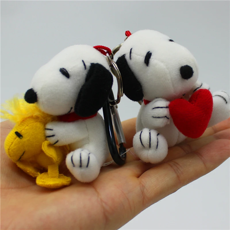 1piece 6CM Cute high quality Peanuts Snoopy Plush pendant toys Snoopy dog Woodstock  KEY CHAIN animal toys