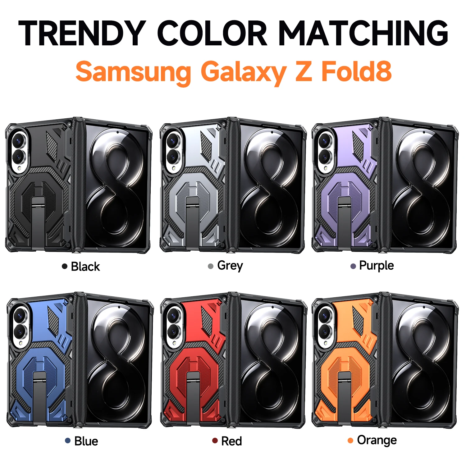 Magnetyczne etui do Samsung Galaxy Z Fold 8 Ultra Fold8 Fold 7, pancerne, odporne na wstrząsy, z podstawką, kompatybilne z ładowaniem Magsafe, obudowa. — zdjęcie produktu 6