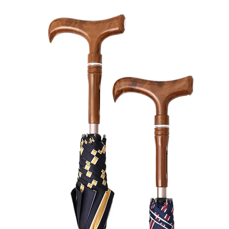 Multifunctional Cane Umbrella Non Slip Handle Rainproof Walking Stick Reinforced Long Handled Separate Design for Elderly