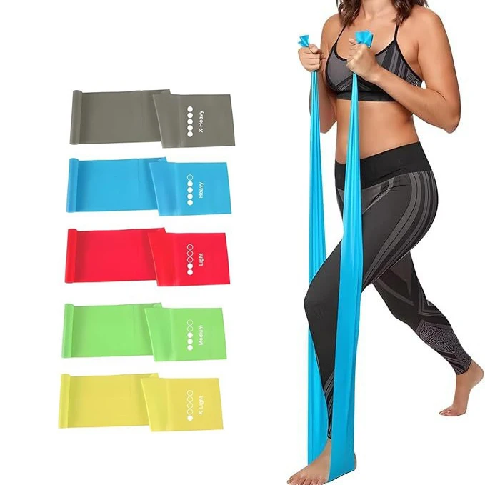 

Set of 5 Yoga Pilates Workout Strength Training Resistance Bands Kit Stretch Bandspromote sales
