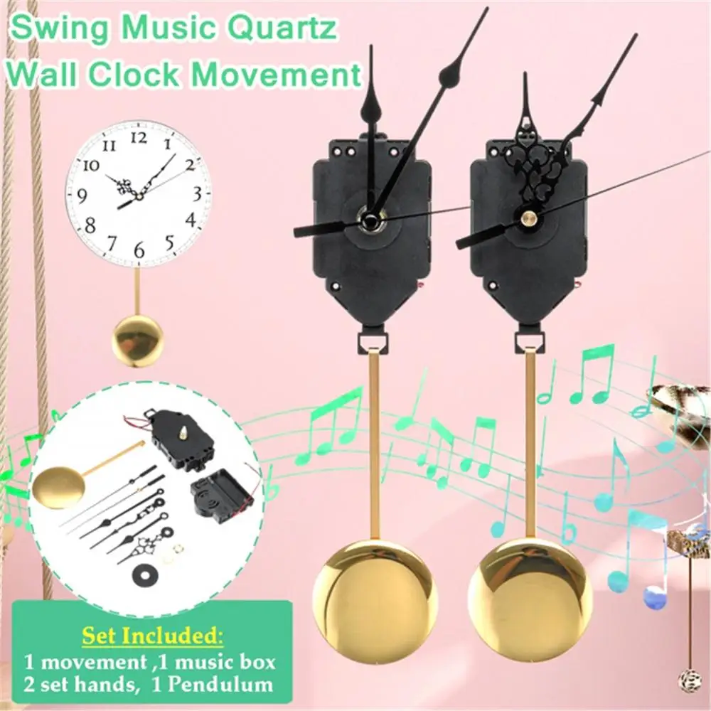 DIY Kit Wall Clock Hourly Time Swing Movement Quartz Pendulum Trigger Clock Chime Music Box with 2 Pairs of Hands and Pendulum