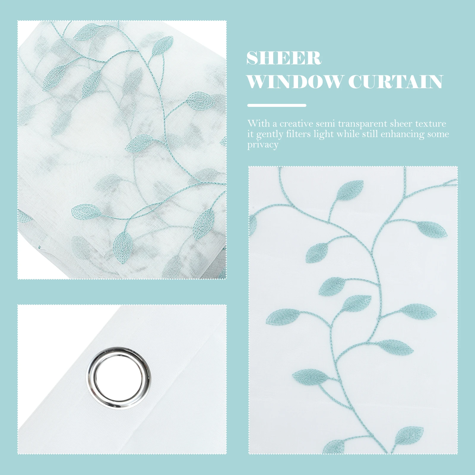 

2pcs Semi Sheer Voile Curtains Window Screen Bedroom Decorative Leaf Drape Light Filtering Gauze Curtain Home Tulle