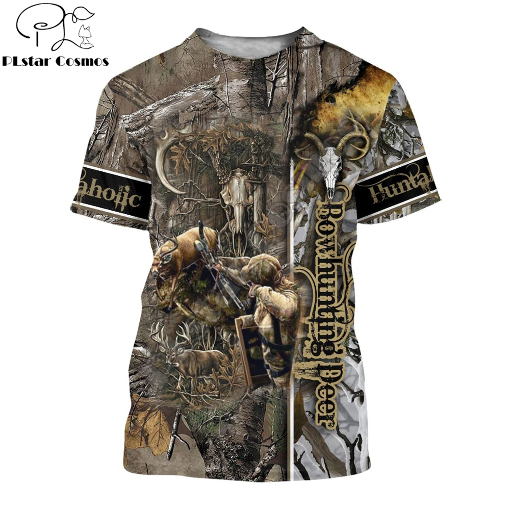

2025 Summer Hipster Men t-shirt Bowhunting Deer Camo 3D Printed Harajuku Short sleeve T shirt Unisex Casual tops TX0164
