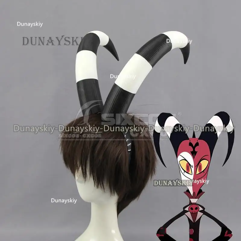 

Anime Helluva Cosplay Boss Blitzo Cosplay Blitzo Horns Blitzo Prop 22cm Balck White Horns Bend Women Men Halloween Cosplay Prop