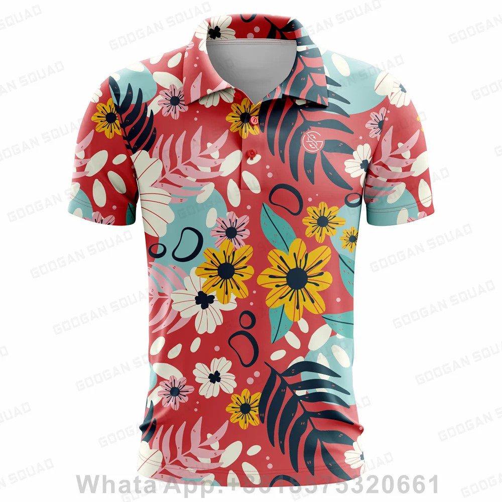 Googan Squad Boys Polo Shirt Printed Summer Short Sleeve Outdoor Golf Shirt F4 Racing Casual Lapel Buttons Breathable Sportswear