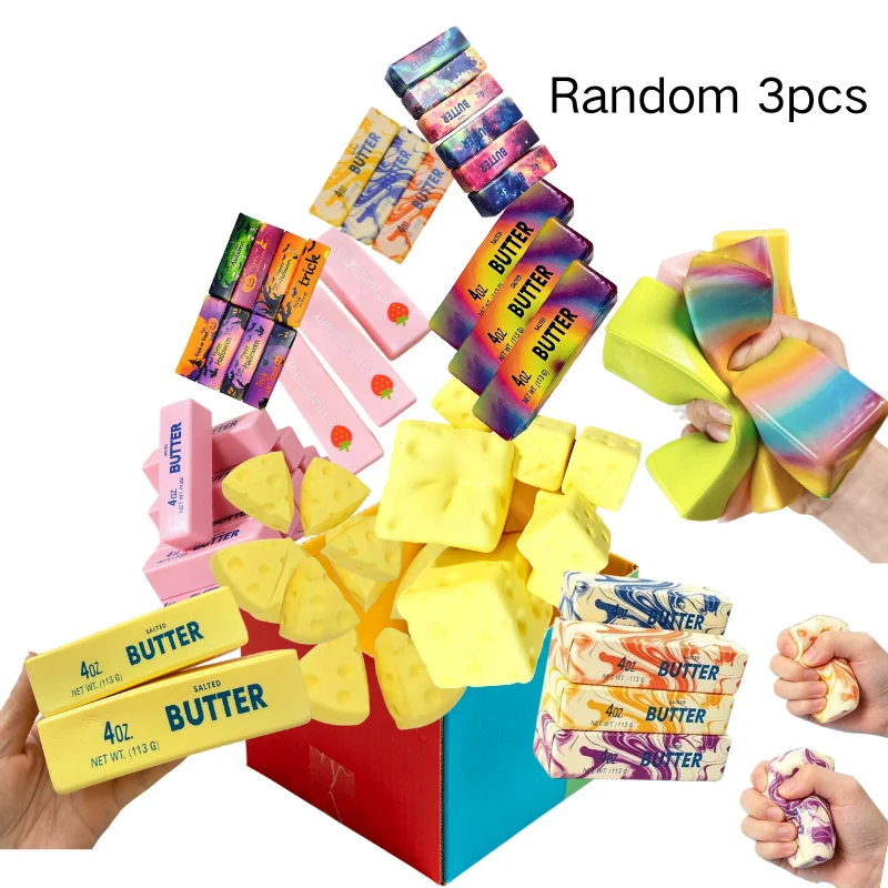 1-12 Stück Quetschbarer Butterstab Fidget-Spielzeug Klebriger Butterstab Langsam Zurückfederndes Stress-Quetschspielzeug Anti-Stress Sensorisches Spielzeug für Erwachsene