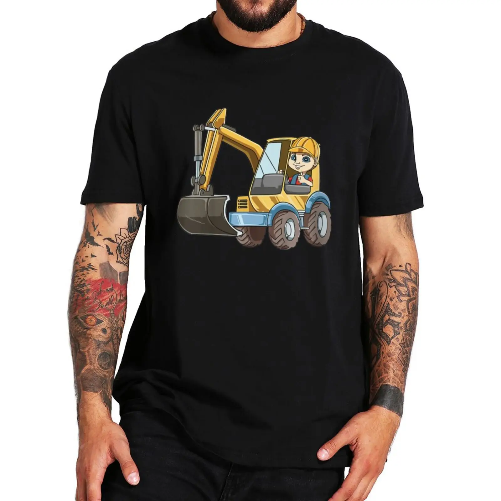 

Excavator Construction Manager T Shirt Cute Boy Cartoon Graphic T-Shirt 100% Cotton Short Sleeve EU Size Summer Men's TshirtF