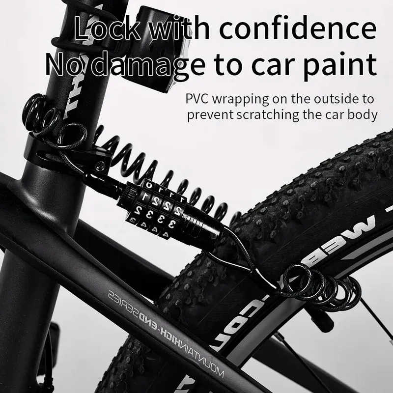 ESLNF Portable Bicycle Steel Chain Mountain Bike Motorcycle Anti-Theft Password Wire Rope Luggage Helmet Lock