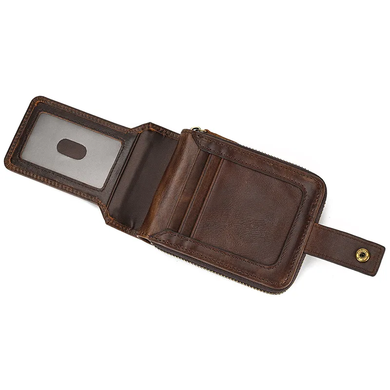 Leather multi-card card holder, zipper wallet, first layer cowhide zipper wallet, horizontal driver's license wallet